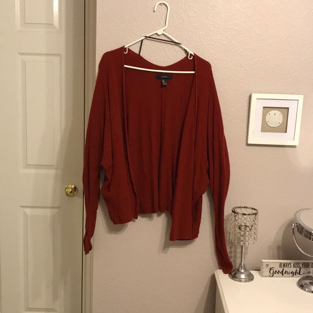 Red cardigan